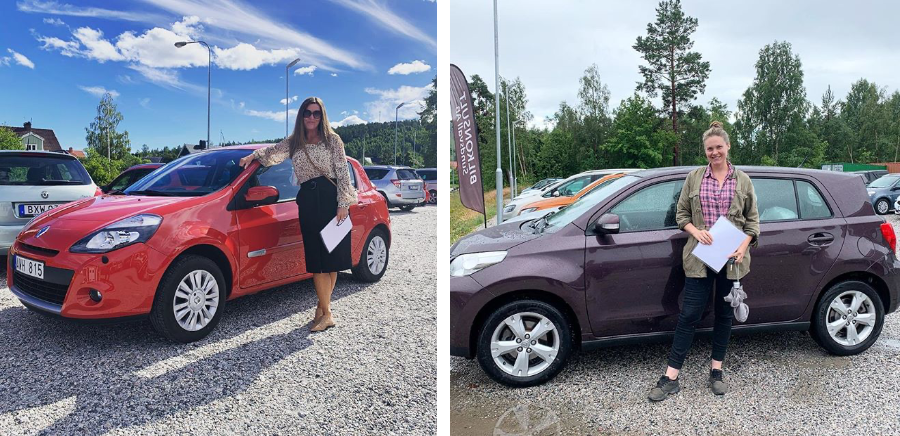 sålda-bildar-kollage-bilhandlare-sundsvall-kvinnor-med-varsin-bil-nöjda